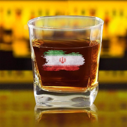 Iran - national flag, brush effect Square Whiskey Glasses