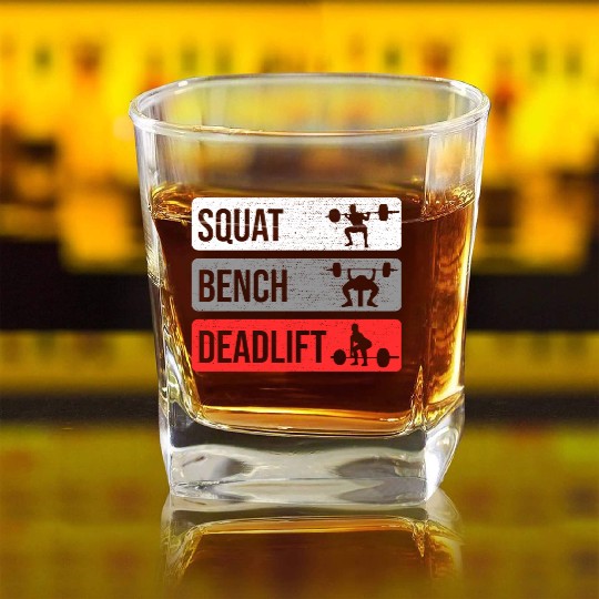 Gym Workout Squat Bench Deadlift Square Whiskey Glasses