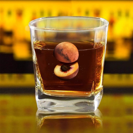 Funny Peach Mars Planet Square Whiskey Glasses