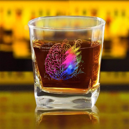Art Teacher Brain, Math Teacher Square Whiskey Glasses