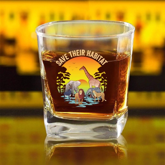 African Animal Rights Safari Lover Square Whiskey Glasses