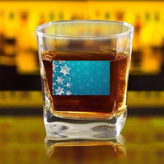 Elegant Christmas Snowflakes Pattern Teal Square Whiskey Glasses