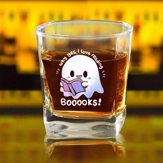 I Love Reading Booooks Square Whiskey Glasses