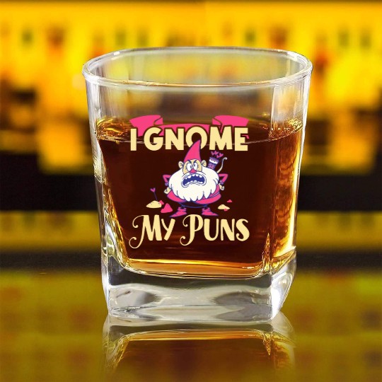 Garden Gnomes Gnome Lover Funny Gnome Gardening Square Whiskey Glasses