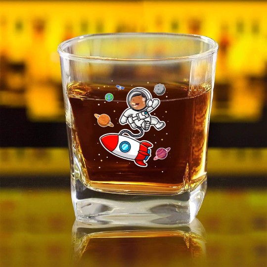 capybara astronaut in space Funny Rodent Lover Pun Square Whiskey Glasses