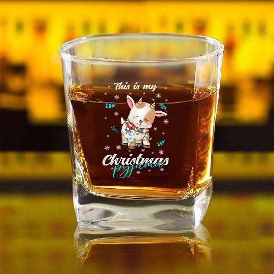Winter Christmas Pyjama Goat Square Whiskey Glasses