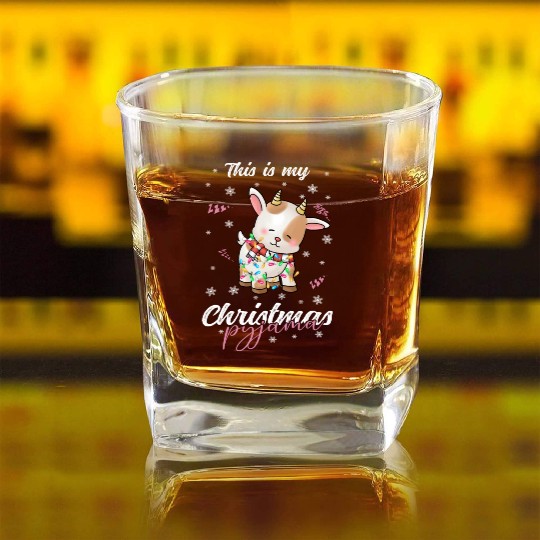 Winter Christmas Pyjama Goat Square Whiskey Glasses