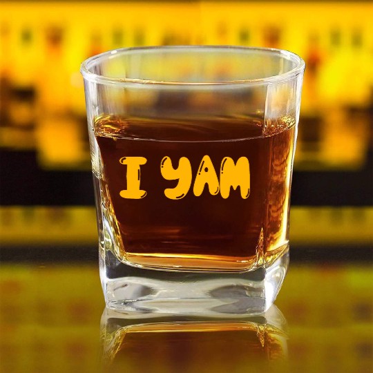 I yam my sweet potato matching couple thanksgiving Square Whiskey Glasses