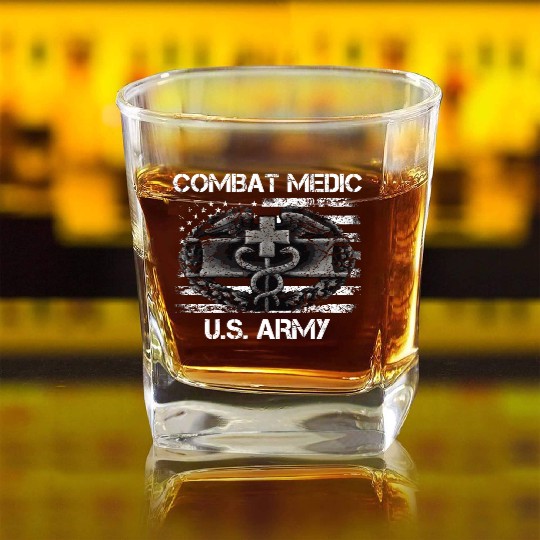 Us Army Combat Medic U.S Army Veteran Square Whiskey Glasses
