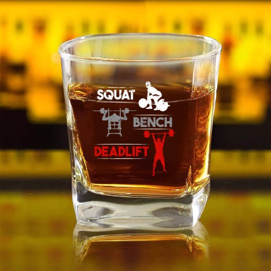 Gym Workout Squat Bench Deadlift Square Whiskey Glasses