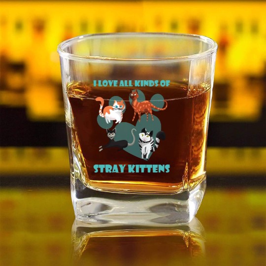 I love all kinds of stray cats stray kitten rescue Square Whiskey Glasses