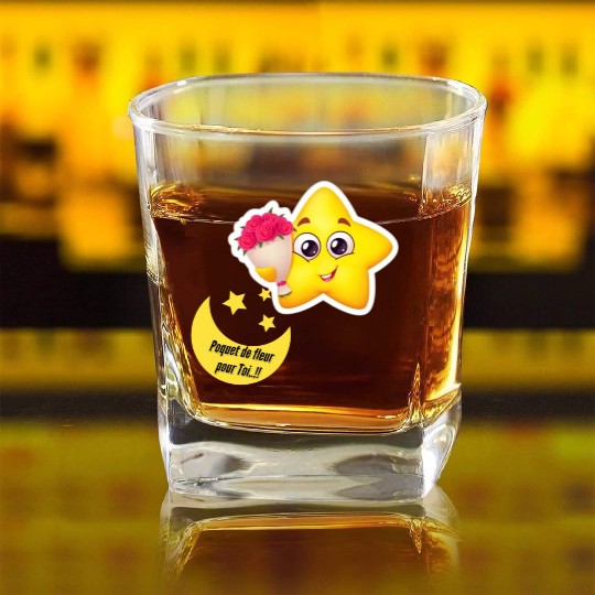 Design d'étoile et lune Square Whiskey Glasses