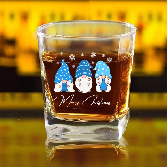 Gnomes family Square Whiskey Glasses Christmas Square Whiskey Glasses 2022 winter