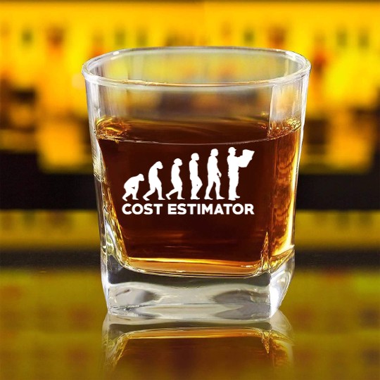 Funny Cost Estimator Evolution Square Whiskey Glasses