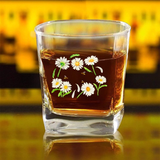 Marguerites Daisy Summer Daisies Flower Garden Square Whiskey Glasses