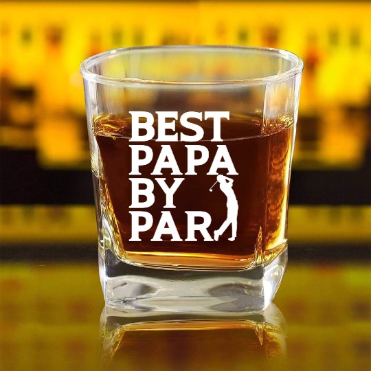 Best Grandpa By Par Golfing Papa Father’s Day Square Whiskey Glasses