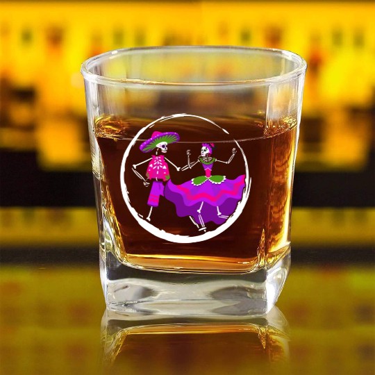 Dia De Los Muertos Square Whiskey Glasses, Ballet Folklorico Sugar