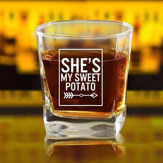 Thanksgiving Square Whiskey Glasses, She's My Sweet Potato Arrow