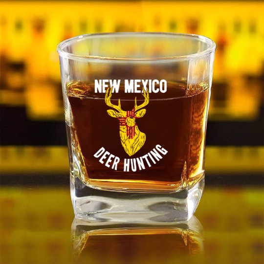 New Mexico Deer Hunting Buck Stag Hunter Square Whiskey Glasses