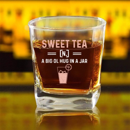Funny Sweet Tea N A Big Ol Hug In A Jar Square Whiskey Glasses