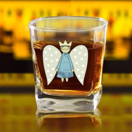 The Flight of the Christmas Angel Square Whiskey Glasses