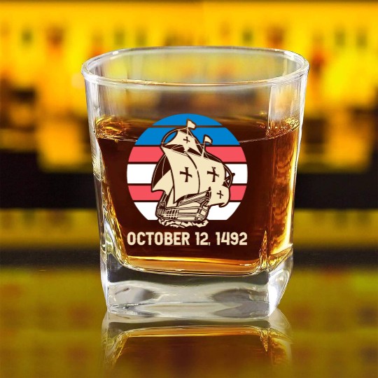 Columbus Day 1492 Square Whiskey Glasses