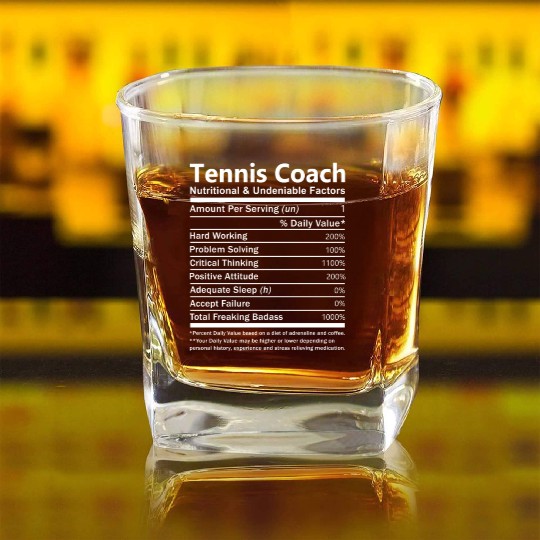 Tennis Coach Square Whiskey Glasses - Nutritional And Undeniable