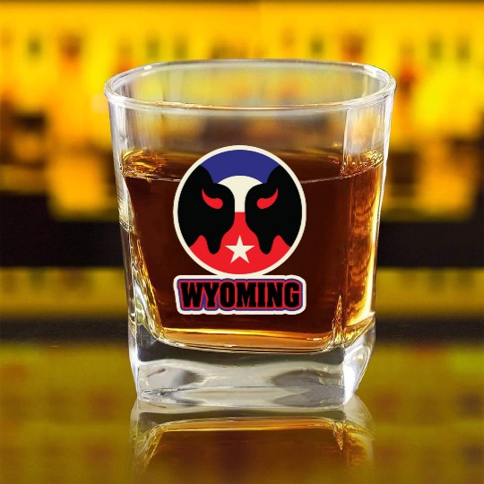 US States WYOMING Square Whiskey Glasses