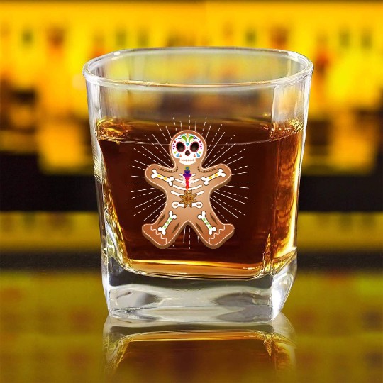 Gingerbread man Sugar Skull decor for Christmas Square Whiskey Glasses