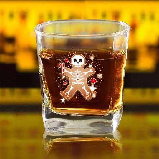 Gingerbread man Sugar Skull decor for Christmas Square Whiskey Glasses