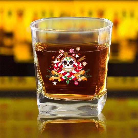 Gingerbread man Sugar Skull decor for Christmas Square Whiskey Glasses