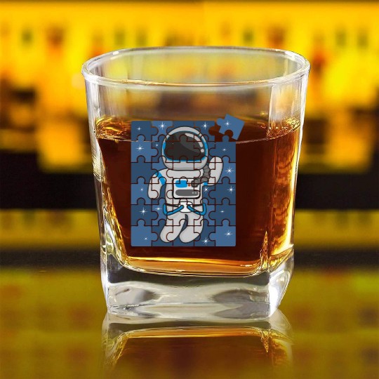 Autism Spaceman Astro Cosmo Space Lover Autism Awa Square Whiskey Glasses