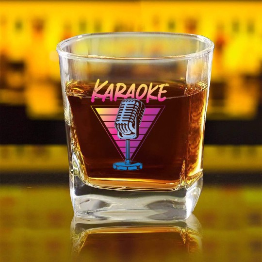 Karaoke Singer Retro 80s 90s Square Whiskey Glasses