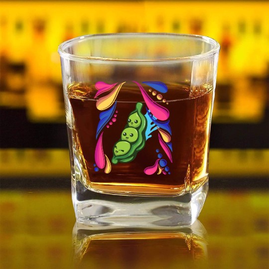 Pea Vegetable Vegan colorful Square Whiskey Glasses