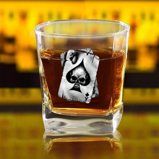 Ace of Skulls Death Cards Vietnam Square Whiskey Glasses