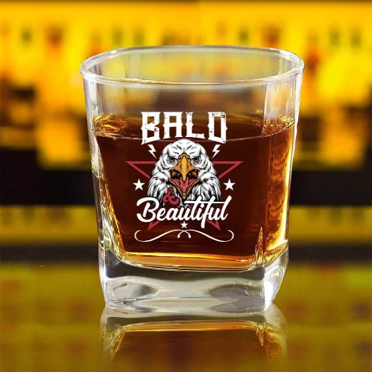 Bald and Beautiful Square Whiskey Glasses