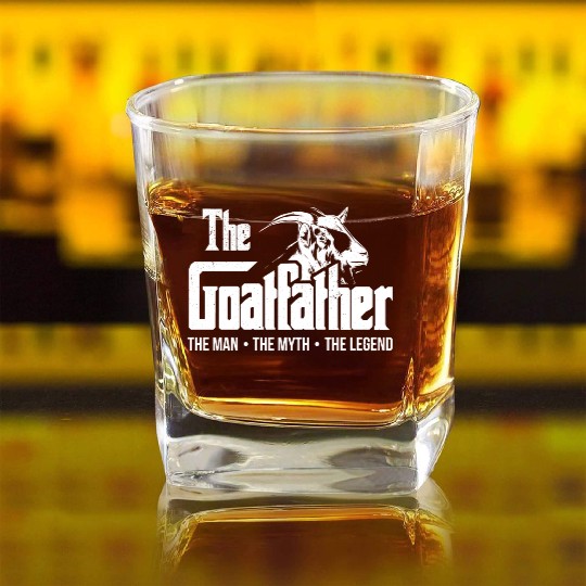 The Goatfather Funny Goat Dad Farm Animal Lover Square Whiskey Glasses