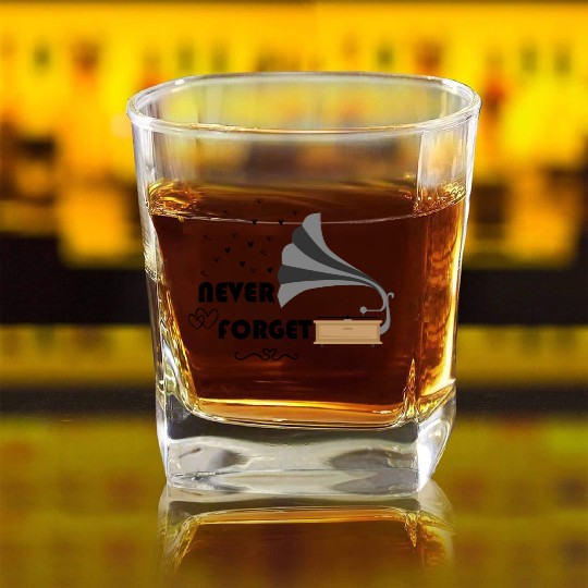 Never Forget Retro Vintage Cassette Tape Graphic Square Whiskey Glasses