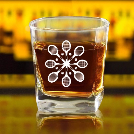 Tennis Christmas Snowflake Pattern Square Whiskey Glasses
