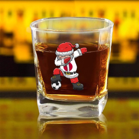Soccer Boy Dabbing Santa Christmas Jersey Japan Square Whiskey Glasses