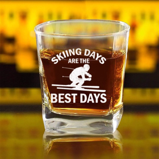 Ski Winter Skiing - Skiing Days Are The Best Days Square Whiskey Glasses