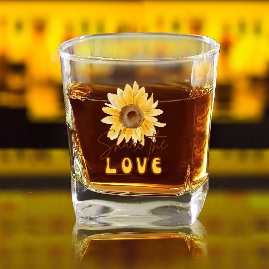 Share The Love Sunflower Square Whiskey Glasses