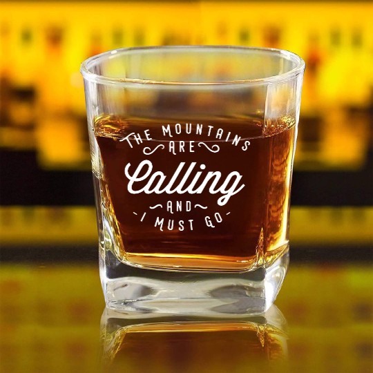 The Mountains are calling Square Whiskey Glasses