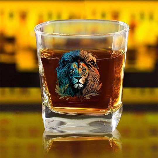 Two Face Lion Square Whiskey Glasses