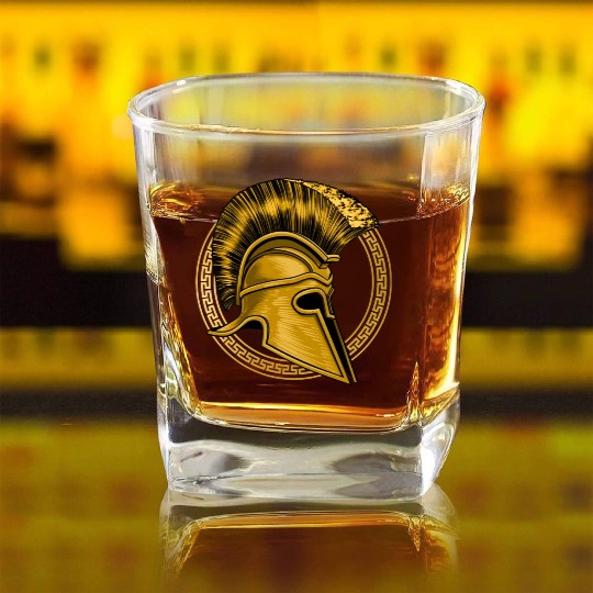 Gold Gladiator Sparta Greek Gym Workout Square Whiskey Glasses