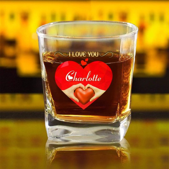 I love you Charlotte Square Whiskey Glasses