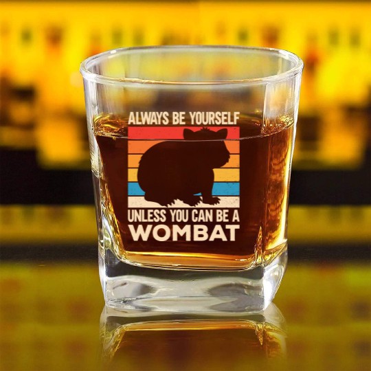 Native Australian Animal Lovers Cute Wombat Square Whiskey Glasses