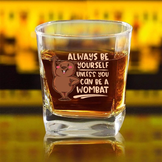 Native Australian Animal Lovers Cute Wombat Square Whiskey Glasses