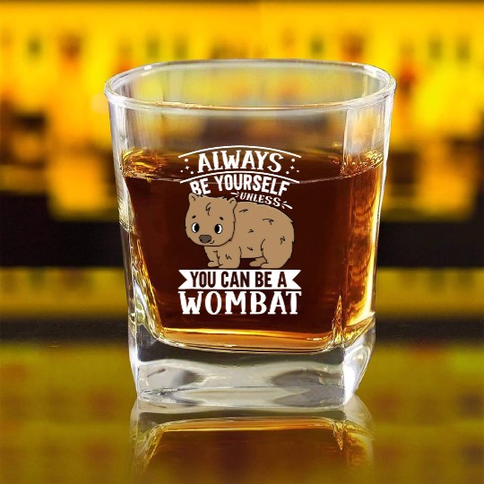 Native Australian Animal Lovers Cute Wombat Square Whiskey Glasses