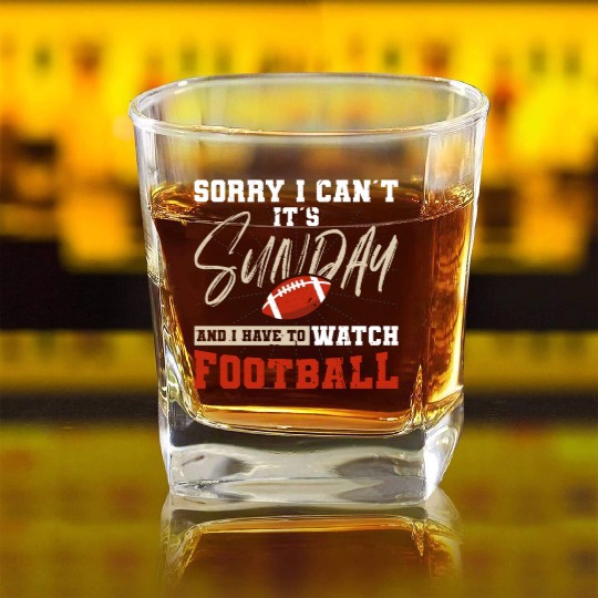 American Football Sunday Football Player Sport Fan Square Whiskey Glasses